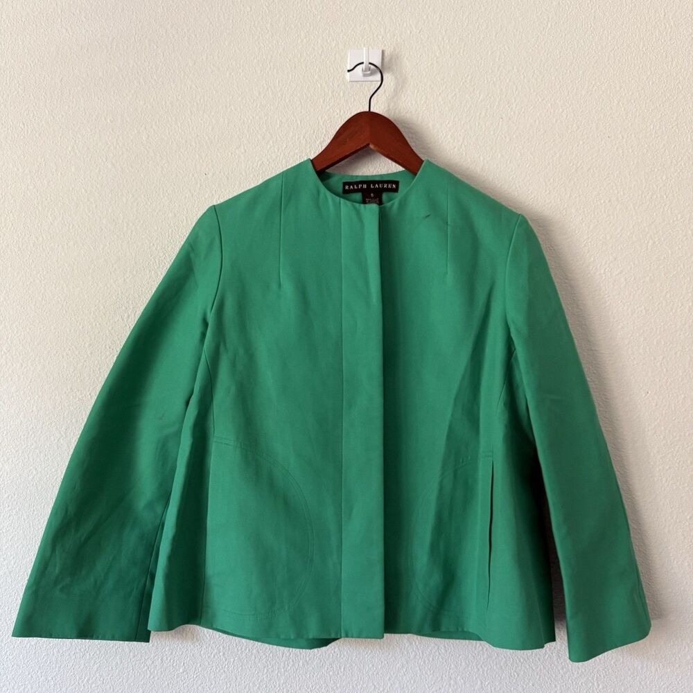 Ralph Lauren Black Label Blazer Womens Size 6 Kelly Green Collarless